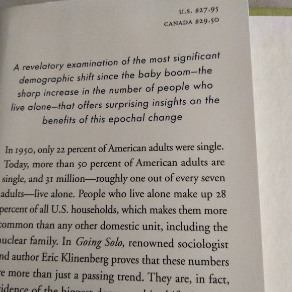 "Going Solo" Book- Rise and Appeal of Living Alone - Picture 3 of 3